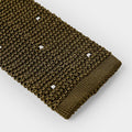 Olive Green & White Spot Knitted Silk Tie