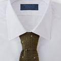 Olive Green & White Spot Knitted Silk Tie