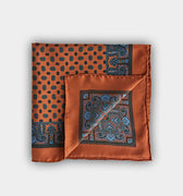 Orange Large Bean Silk Pocket Square