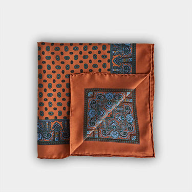 Orange Large Bean Silk Pocket Square