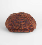 Orange Large Herringbone Donegal Tweed Pure Wool Gatsby Cap