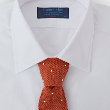 Orange & White Spot Knitted Cashmere Tie