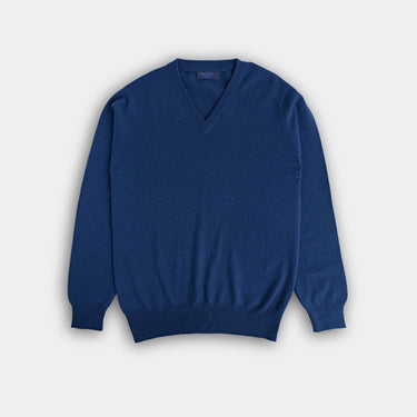 Petrol Blue V - Neck Cashmere Sweater