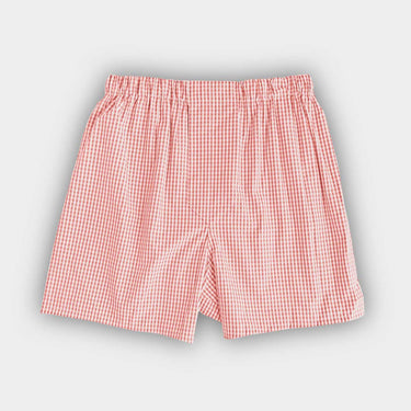 Pink Gingham Check Cotton Poplin Boxer Shorts