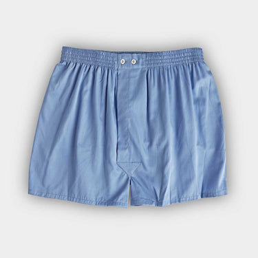 Plain Blue Cotton Poplin Boxer Shorts