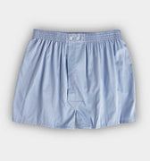 Plain Blue Cotton Poplin Boxer Shorts