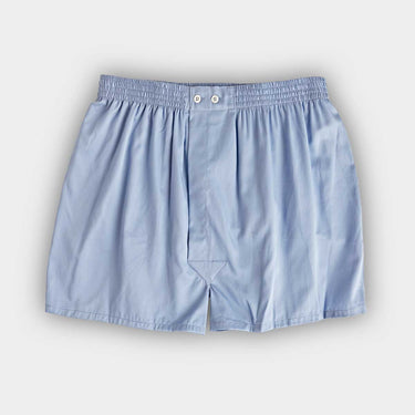 Plain Blue Cotton Poplin Boxer Shorts