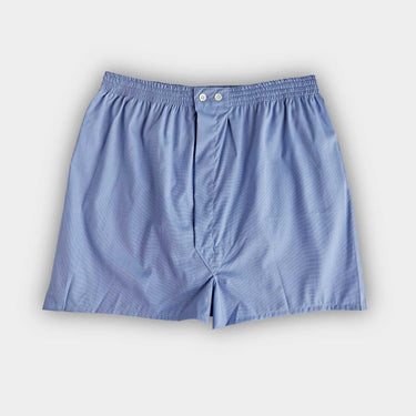 Plain Blue End - on - End Cotton Boxer Shorts