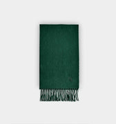 Plain Dark Green Narrow Width Pure Cashmere Scarf