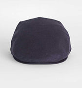 Plain Dark Navy 100% Linen Flat Cap