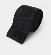 Plain Dark Nero Knitted Cashmere Tie