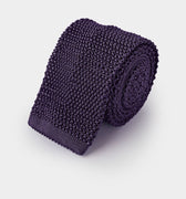 Plain Deep Purple Knitted Silk Tie