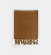 Plain Light Brown Wide Width Pure Cashmere Scarf