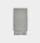 Plain Light Grey Narrow Width Pure Cashmere Scarf