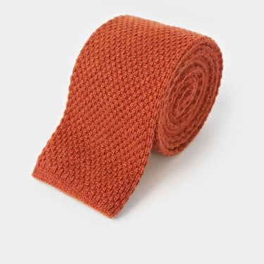 Plain Orange Knitted Cashmere Tie