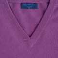 Plain Purple 2 - Ply Cashmere V - Neck Sweater