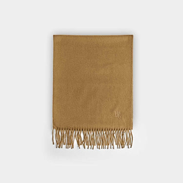 Plain Sand Wide Width Pure Cashmere Scarf