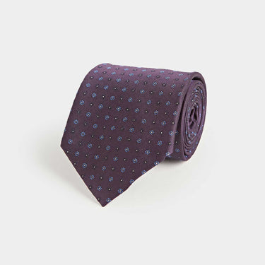 Purple Miniature Floral Motif Silk Tie