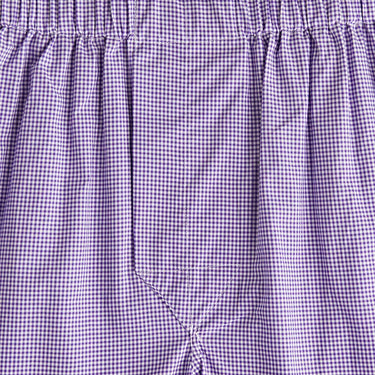 Purple & White Fine Check Cotton Poplin Boxer Shorts