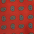 Red Small Paisley Motif Printed Silk Tie