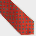 Red Small Paisley Motif Printed Silk Tie