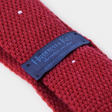 Red & White Spot Knitted Cashmere Tie