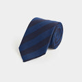 Royal Blue Block Stripe Wool & Silk Blend Tie