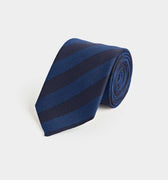 Royal Blue Block Stripe Wool & Silk Blend Tie