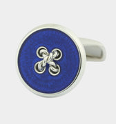 Royal Blue Enamel Sterling Silver Button Cufflinks