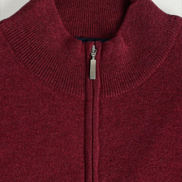 Russet Red Zip Neck 100% Cashmere Sweater