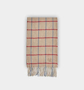 Sand Large Herringbone Check Narrow Width Cashmere Scarf