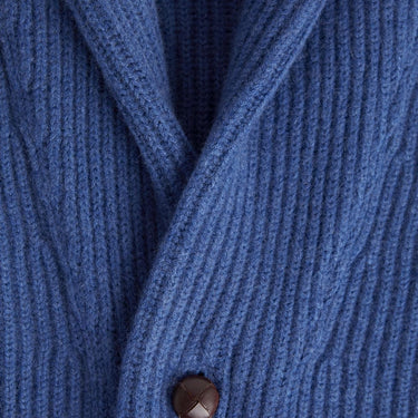 Shawl Collar Cashmere Cardigan - Blue