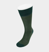 Short Dark Green Herringbone Cotton Socks