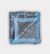 Sky Blue Paisley Silk Pocket Square