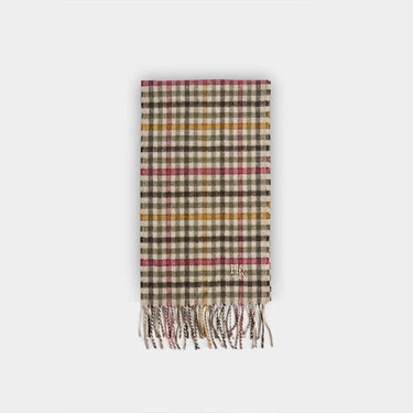 Tweed Green Check Narrow Width Cashmere Scarf