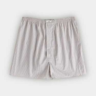 White & Lilac Check Cotton Poplin Boxer Shorts