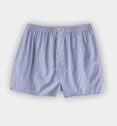 White & Navy Stripe Cotton Poplin Boxer Shorts