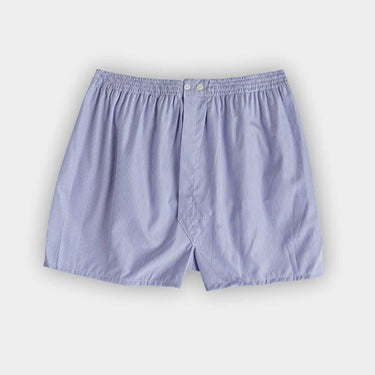 White & Navy Stripe Cotton Poplin Boxer Shorts