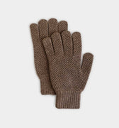 Wildebeest Brown Moss Stitch Pure Cashmere Gloves