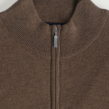 Wildebeest Brown Zip Neck 100% Cashmere Sweater