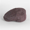 Wine & Grey Plain Weave 100% Wool Made In England Gatsby Cap