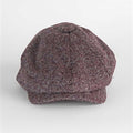 Wine & Grey Plain Weave 100% Wool Made In England Gatsby Cap