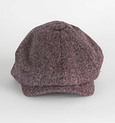 Wine & Grey Plain Weave 100% Wool Made In England Gatsby Cap