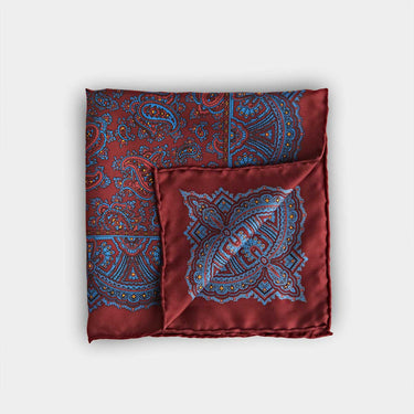 Wine Paisley Silk Pocket Square