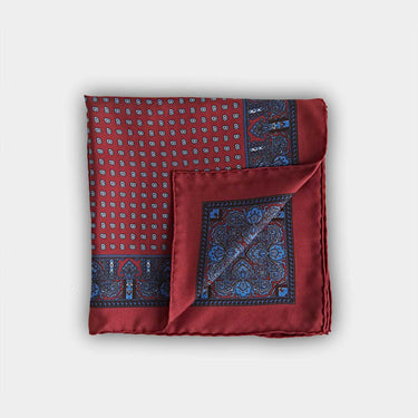 Wine Small Bean Silk Pocket Square