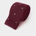 Wine & White Spot Knitted Cashmere Tie