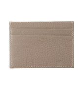 Beige Calf Leather Single Sided Card Holder