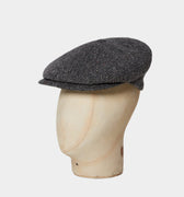 Black & Grey Herringbone Tweed Toni Cap