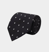 Black & White Large Spot Woven Silk Tie