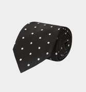 Black & White Medium Spot Woven Silk Tie